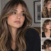 San Antonio hair stylist cutting curtain bangs on client with long layered hair at salon